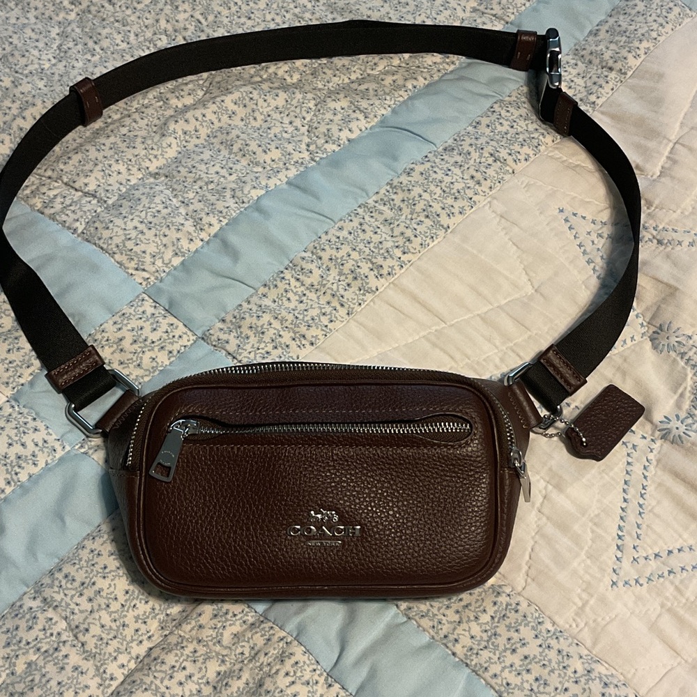 Coach Elias Mini Dark Brown Leather Belt Bag